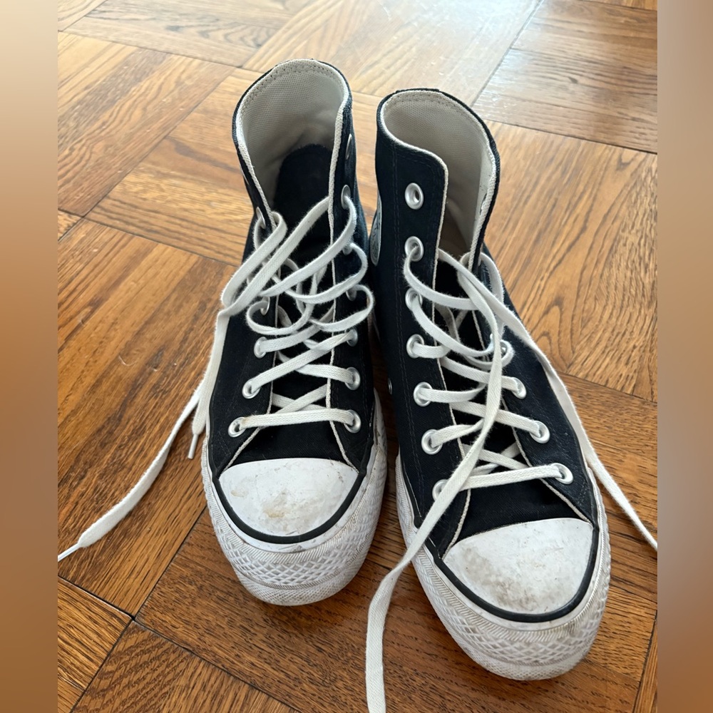 Converse Black and White Platform High-Top Sneakers